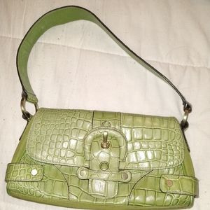 Wilson suede and leather-Lime green small purse